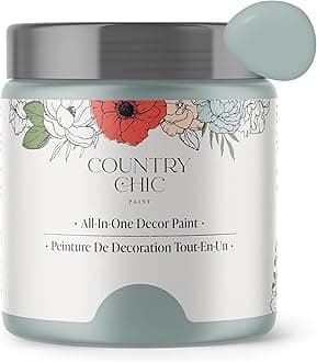 Country Chic All-in-One Chalk Paint for Furniture, Cabinets, Home Decor, Eco-Friendly, Matte Finish, Built-In Primer & Top Coat for Wood, Metal - Elegance (Dusty Blue) - 4 oz (118 ml)