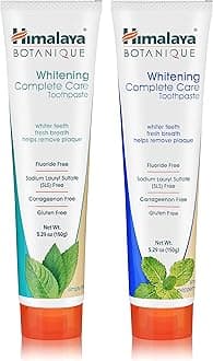 Botanique Whitening Complete Care Toothpaste, Mint and Peppermint Flavors - Whitening Toothpaste Without Fluoride for Brighter Teeth & Fresh Breath - Vegan, Gluten Free, 5.29 oz (Pack of 2)