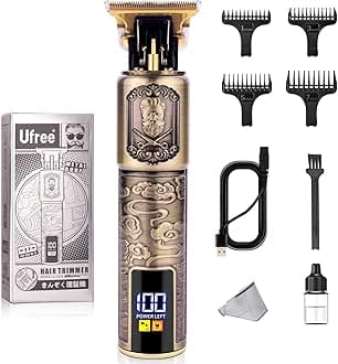 Ufree Professional Beard Trimmer for Men, Zero Gapped T-Blade Hair Clipper & Mustache Trimmer Kit with LCD Display, Precision Edgers for Haircut & Grooming, Barber-Grade Electric Shaver, Gifts for Men