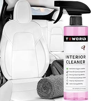 Tesla Seat Cleaner & Remover Stain, Interior Cleaner for White & Black Vegan Leather, Interior Cleaning Kit for Seats, Console, Dash, Tesla Model 3, Y, S, X, Cybertruck Accessories