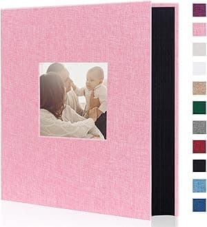 Artmag Fabric Photo Album 4x6 400 Large Capacity for Family Wedding Anniversary Linen Album Holds 400 Vertical Photos (400 Pockets, Pink)