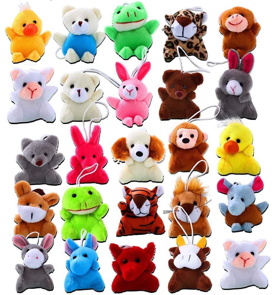 ThinkMax24 Pack Mini Plush Animals Toy Assortment, Small Stuffed Animals in Bulk for Kids Party Favor, Easter Eggs Fillers