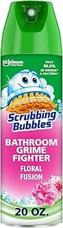 Scrubbing Bubbles Bathroom and Shower Cleaner Disinfectant Aerosol, Foaming Action Bathroom Grime Fighter, Floral Fusion Scent, 20oz