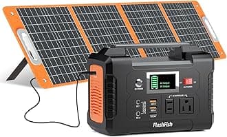 Solar Generator With Solar Panel Included, FF Flashfish 200W Portable Power Station+100W Solar Panel(DC/USB-A/USB-C Output), Backup Power Battery And Solar Panel Kit For Camping Home Power Outage