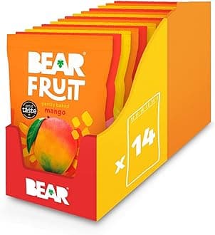 BEAR FRUIT Mango, Pineapple & Strawberry Variety Pack - Tropical Mixed Case - Gently Baked Fruit - Healthy - Vegan - 14 x 35 g