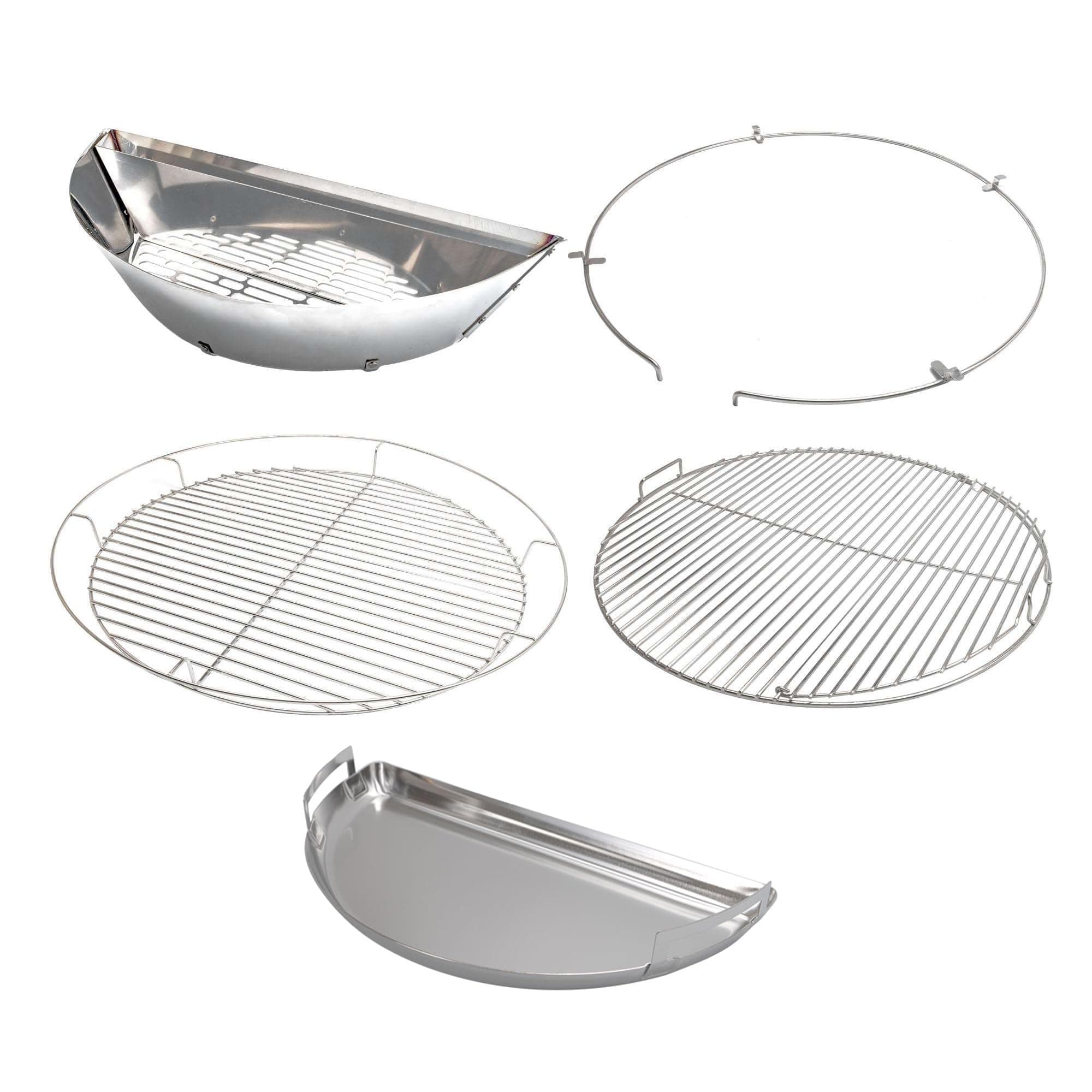 SnS Grills Slow ‘N Sear Insert for Extra Large Big Green Egg, Low ‘N Slow Charcoal Grill Cooking - Fits 22” Kettle Grill - Stainless Steel Grill Accessory - Extra Large