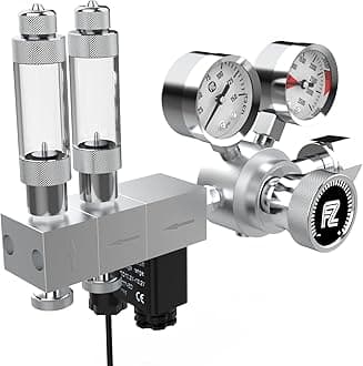 FZONE Pro Series Aquarium Dual Stage CO2 Regulator Adjustable Output Pressure with DC Solenoid and Integrated High Precision Needle Valve and Bubble Counter