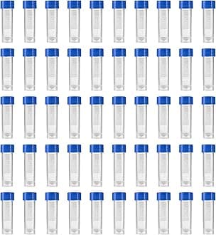 Eowpower 50 Pieces 5 ml Plastic Graduated Vial Sample Bottle Storage Container Tubes with Screw Caps