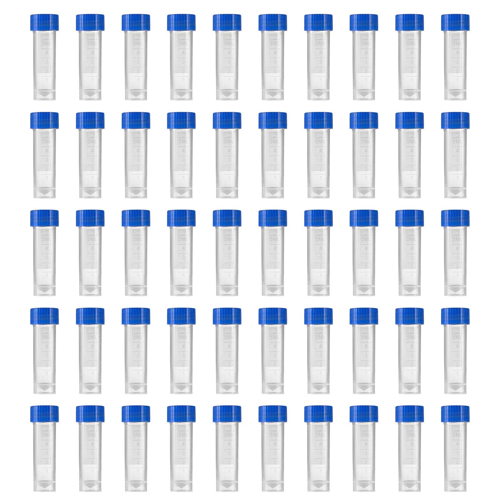 50 Pieces 5 ml Plastic Graduated Vial Sample Bottle Storage Container Tubes with Screw Caps