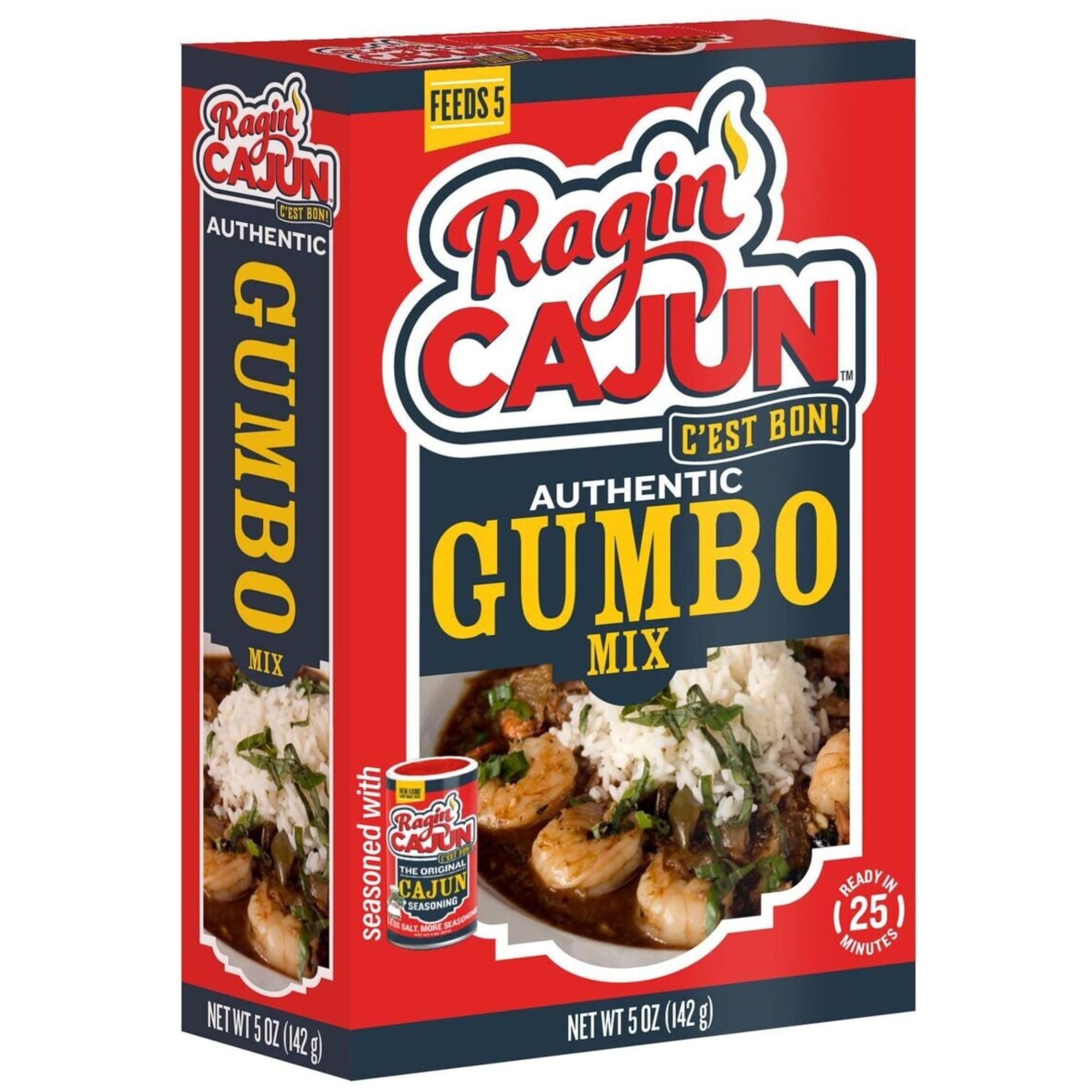 Ragin' Cajun Authentic Gumbo Mix - 5 oz Box, No MSG - Louisiana Creole Gumbo Base for Chicken, Sausage & Seafood, Ready in 25 Minutes