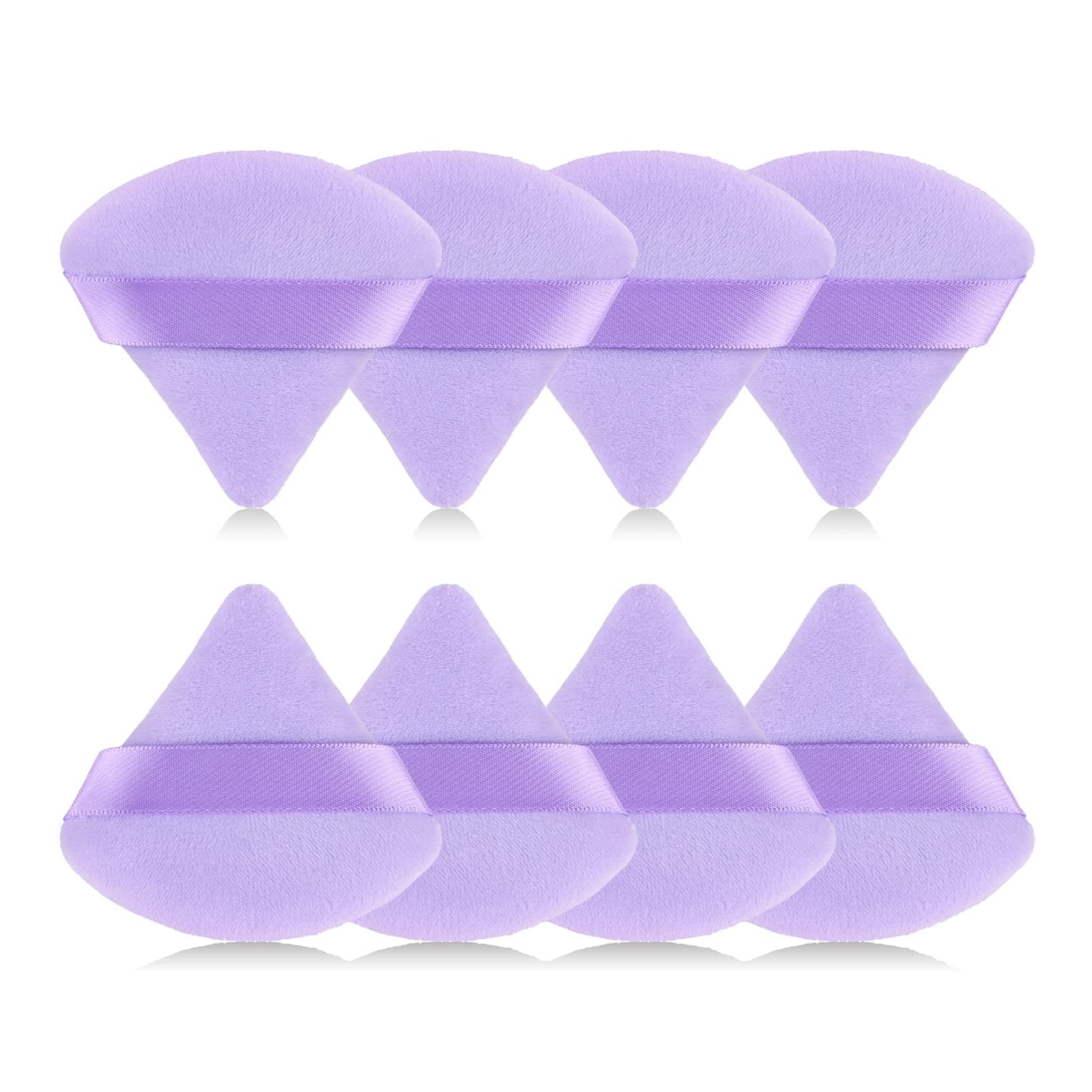 8pcs Triangular Powder Puff Face Soft Velvet Makeup Puff for Loose Powder Body Powder Makeup Sponge for Contouring Wet Dry Foundation Blender Sponge Beauty Makeup Tool.(Purple)