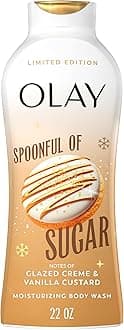 Olay Body Wash for Women, Hydrating & Moisturizing, Holiday Edition, With Plant Based Cleansers, B3 Complex, For All Skin Types, Spoonful of Sugar with Glazed Crème & Vanilla Custard Scent, 22 fl oz