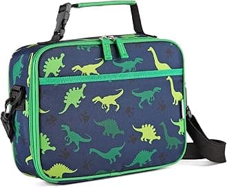 VASCHY Kids Lunch Bag for Boys, Reusable Insulated Lunch Box Bag for Girls Women Cooler Bag with Detachable Adjustable Shoulder Strap for School, Daycare, Kindergarten Dinosaurs