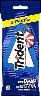 Trident Sugar-Free Chewing Gum, Perfect Peppermint Flavor, 14 Count(Pack of 3)