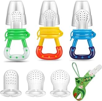 (3 Pack) Baby Fresh Fruit Food Feeder | Food Grade Soft Safe BPA-Free Silicone Pouches