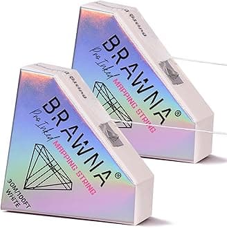 BRAWNA White Pre Inked String for Eyebrow Mapping - Microshading Supplies - Brow Henna Tinting Kit - Eyebrow Measuring Tool - 2 Pack