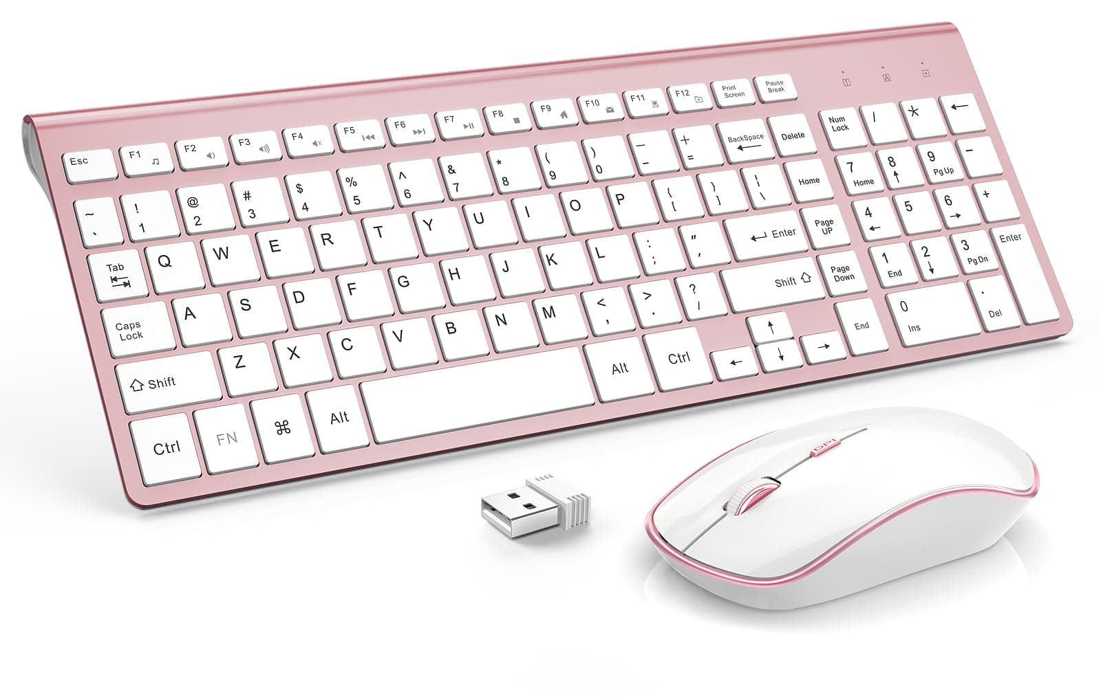 J JOYACCESS Wireless Keyboard Mouse Combo,Typewriter Keyboard Wireless, Portable Pink Keyboard for Computer/Laptop/Windows/Mac-Pink