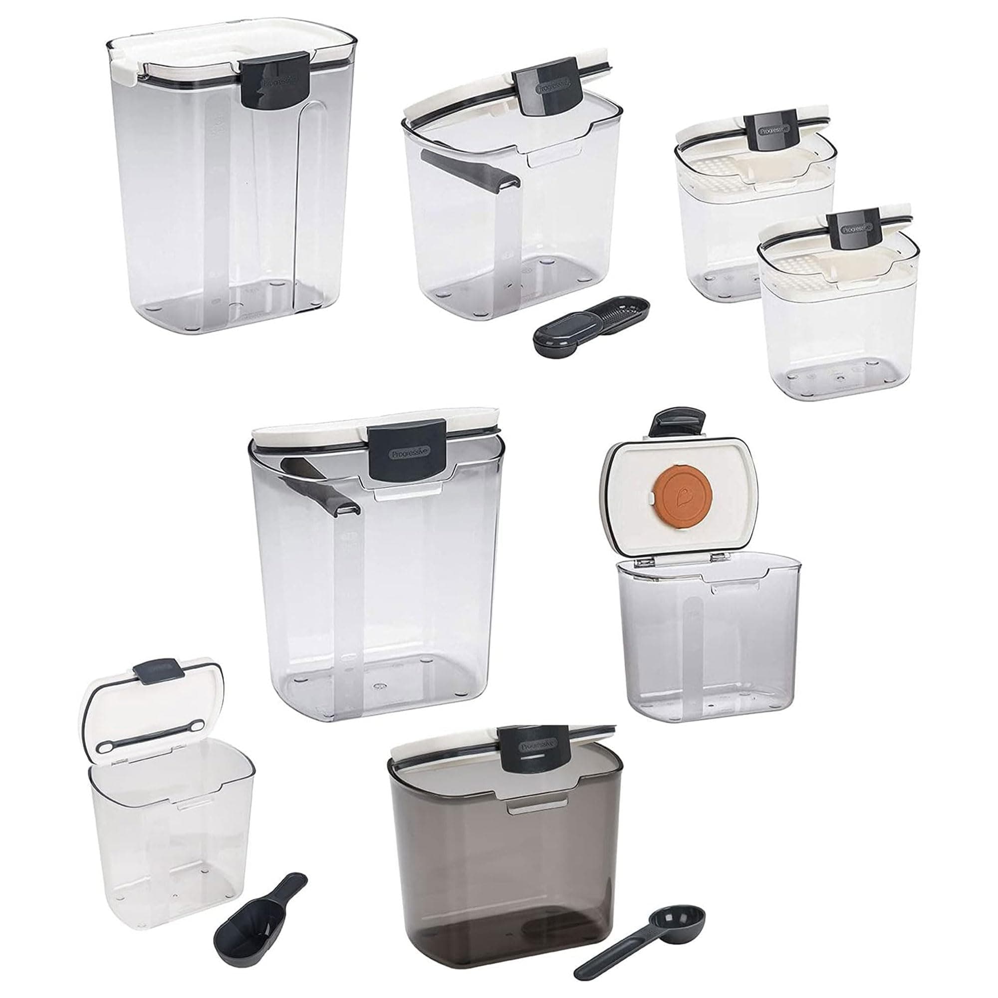 Progressive ProKeeper ProKeeper Bakery Airtight Kitchen Storage Canister Container Set for Flour, Sugar, and More - Keeps Food Fresh with Accessories (Multicolor