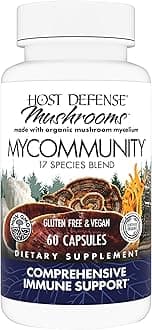 MyCommunity Capsules - 17 Species Blend Mushroom Supplement for Immune Support - Herbal Aid with Lion's Mane, Reishi. Chaga, Cordyceps, Turkey Tail & More - 60 Capsules (30 Servings)*