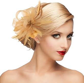 dressfan Womens Fascinator Hat Headpiece 20s Vintage Wedding Hair Accessories for Derby/Wedding/Cocktail/Tea Party