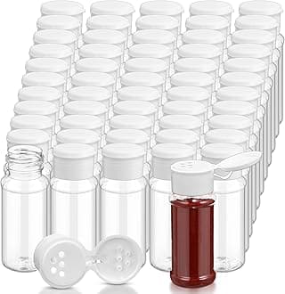 Amyhill 100 Pcs Plastic Spice Bottles Spice Jars Seasoning Jars Spice Bottles Spice Shaker Plastic Jars 3.3 Oz/ 100ml Seasoning Shaker with Shaker Lids for Storing Spice (White Lid)