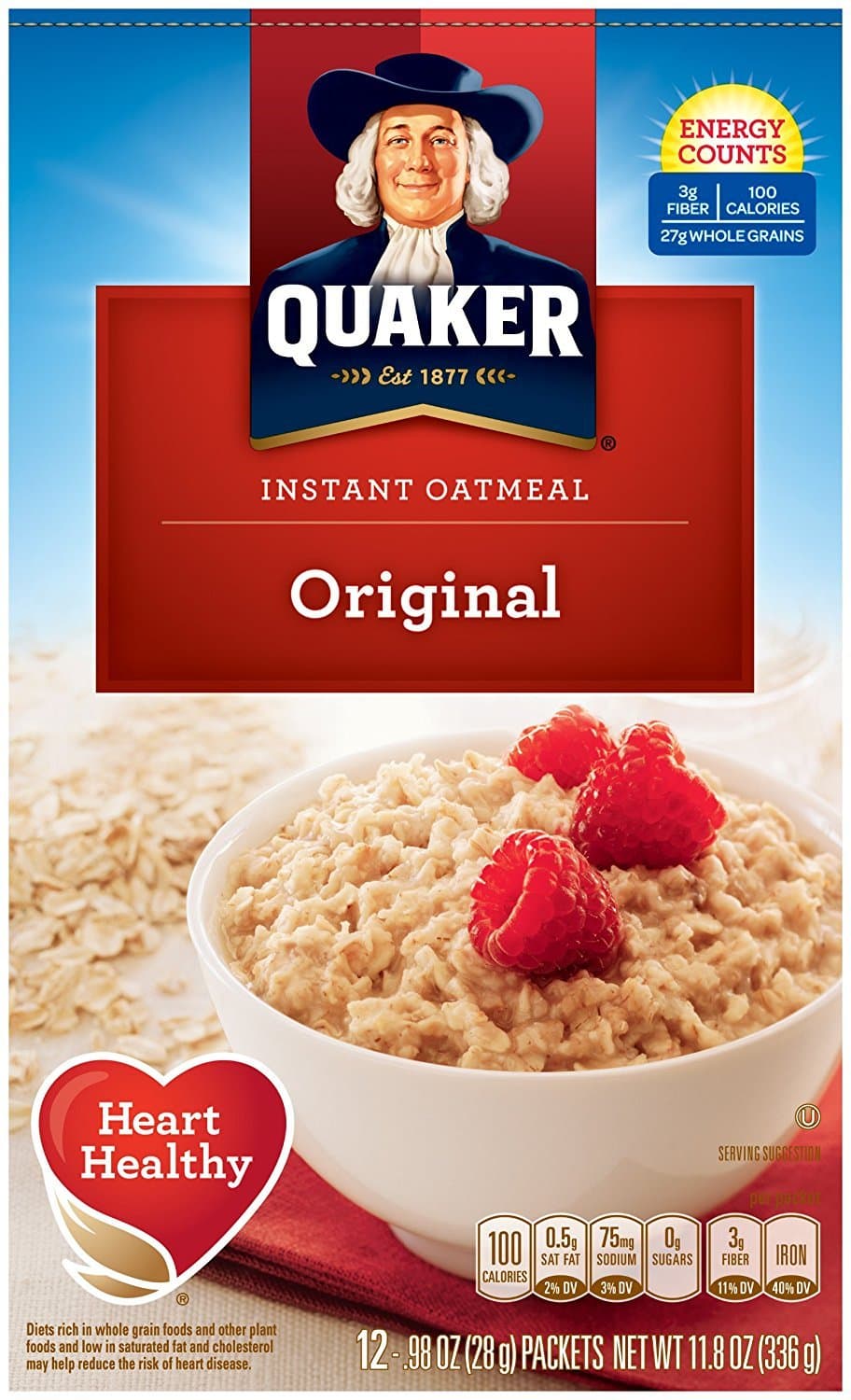 Quaker Instant Oatmeal Original, 12 Packets per Box (Pack of 4)