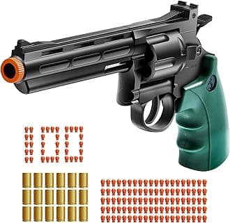 Revolver Toy Gun with 100 Soft Bullets,Gun Fidget Toy,Christmas Birthday Gifts for Boys Kids Adult Age 8+(Black)