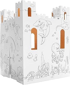Sand Castle - Kids Art & Craft for Indoor & Outdoor Fun, Color, Draw, Doodle – Decorate & Personalize a Cardboard Fort, 32 by 32 by 43. 5 inches Age 3and up