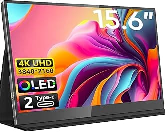 OLED Portable Monitor 4K USB C Laptop Monitor 3840 x 2160, HDMI Computer Display HDR Gaming Monitor with Speakers, External Monitor for Laptop PC Mac Tablet PS4 Xbox Switch
