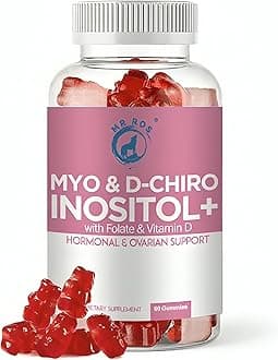 Inositol Gummies PCOS with Folate & Vitamin D - Myo & D-Chiro Inositol Blend, 40:1 Ratio, 60 Strawberry Flavor Gummies - Happy Hormones