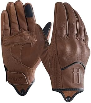 Harssidanzar Leather Motorcycle Gloves for Men Touchscreen GM028