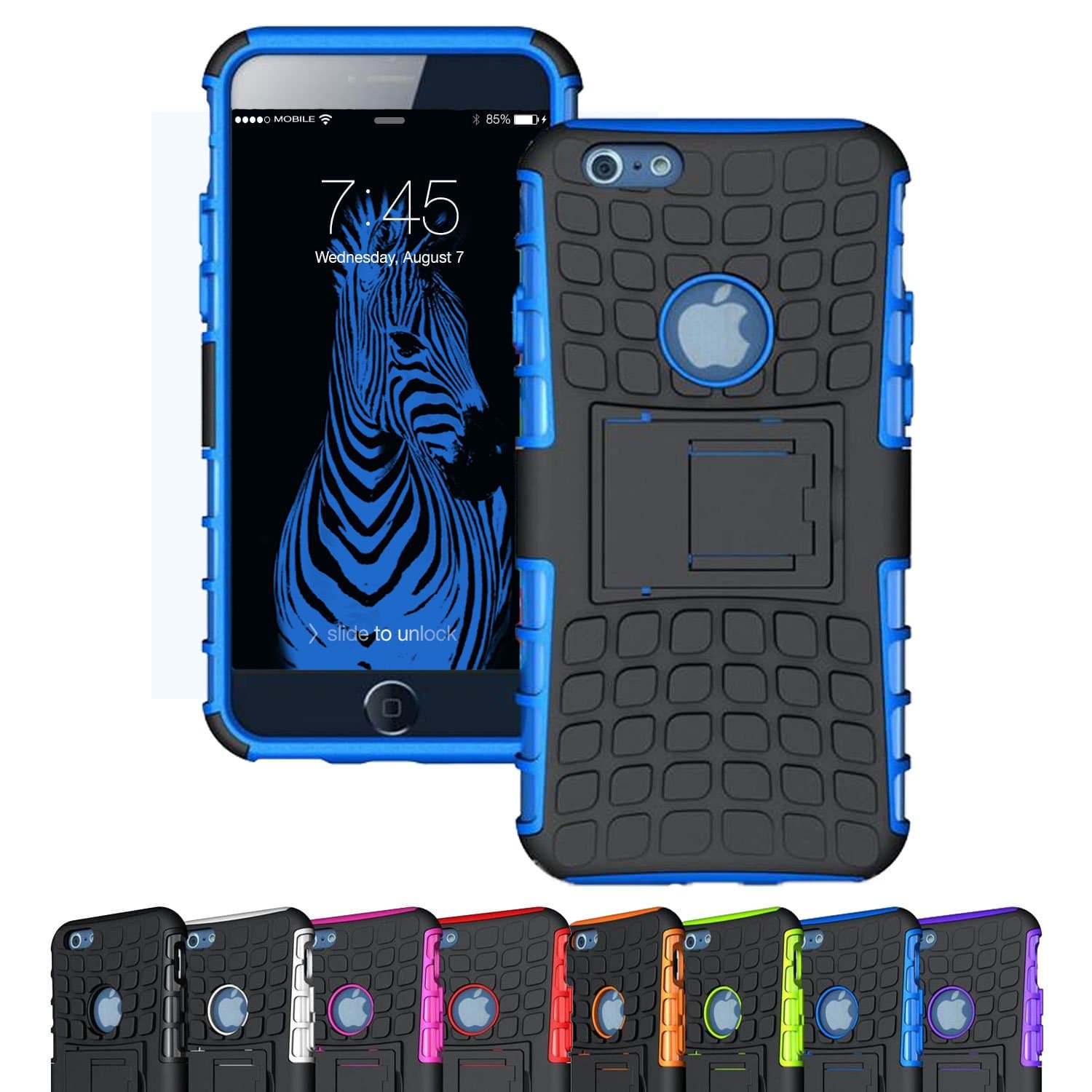 iPhone 6 Case, (4.7 Inch) Heavy Duty Armor Hard / Soft Dual Layer Impact Resistant Shock Absorbent Drop Protective Cases By Vallt Cover For Apple I Phone (Blue)