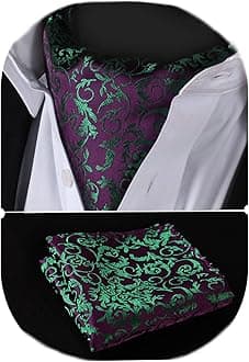 Cravat for Men Silk Paisley Mens Cravat and Pocket Square Set Polka Dot Ascot Tie and Handkerchief for Wedding Party Christmas