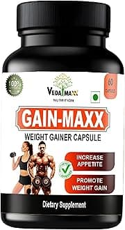Vedamaxx Gain-Maxx Weight Gainer Capsules, 60 Count, Natural Dietary Supplement with Withania Somnifera and Mucuna Pruriens
