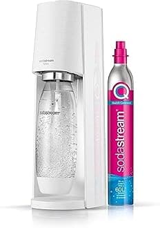 SodaStream - Terra Sparkling Water Maker, Quick Connect CO2 system, Includes 60L Gas Cylinder, BPA-Free 1L Bottle, Eco-Friendly & Reduces Plastic Waste, White