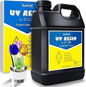 UV Resin - 2000g Crystal Clear UV Curing Resin, Low Odor Hard Type Ultraviolet Cure Resins for DIY Jewelry Making, Crafts, Painting - Transparent Bubbles Free Epoxy for Casting, Statue