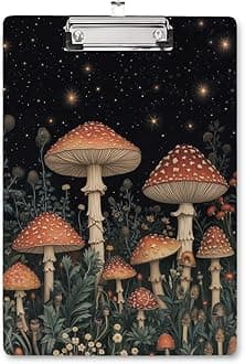 Cute Clipboard, Wooden Hardboard Decorative for Office Supplies, Fashion Nursing Clip Board with Low Profile Metal Clip, Chic Designed for Standard Size(12.5"x9"), Mushroom Pattern