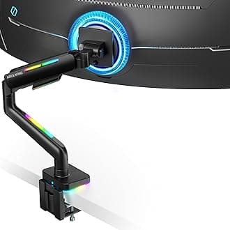 Ares Wing Heavy Duty Monitor Arm for 49'' & 44 Lbs Ultrawide Screen, Compatible with Samsung Odyssey G9 and LG Monitor, RGB Desk Arm, Adjustable Gas Spring Single Mount, Black