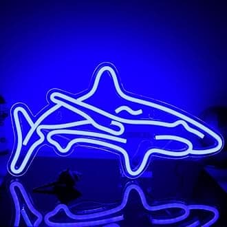Shark Led Neon Sign for Bedroom Blue Neon Signs Wall Decorative 17’’x9’’ Acrylic USB Powered Unique Night Light for Boys Gifts Living Room Shop Hotel Bar Party Supplies