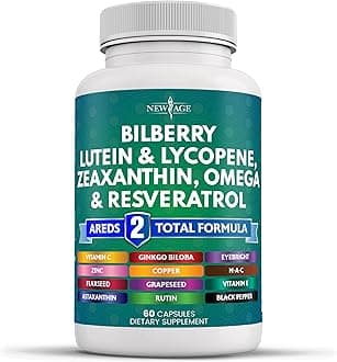 Eye Health Vitamins with Bilberry Lutein & Zeaxanthin Lycopene Resveratrol Grape Seed Astaxanthin - Eye Vitamin - 60 Count