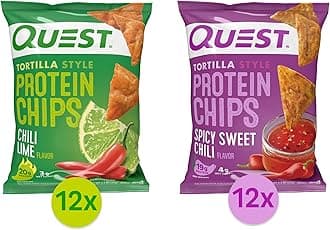 Quest Nutrition Tortilla Style Protein Chips Bundle, Chili Lime & Spicy Sweet Chili, Baked, 1.1 Oz, 24ct Count