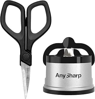 AnySharp Evo Knife Sharpener, Hands-Free Safety, PowerGrip Suction, Safely Sharpens All Kitchen Knives, Ideal for Hardened Steel & Serrated, World's Best, Compact, One Size