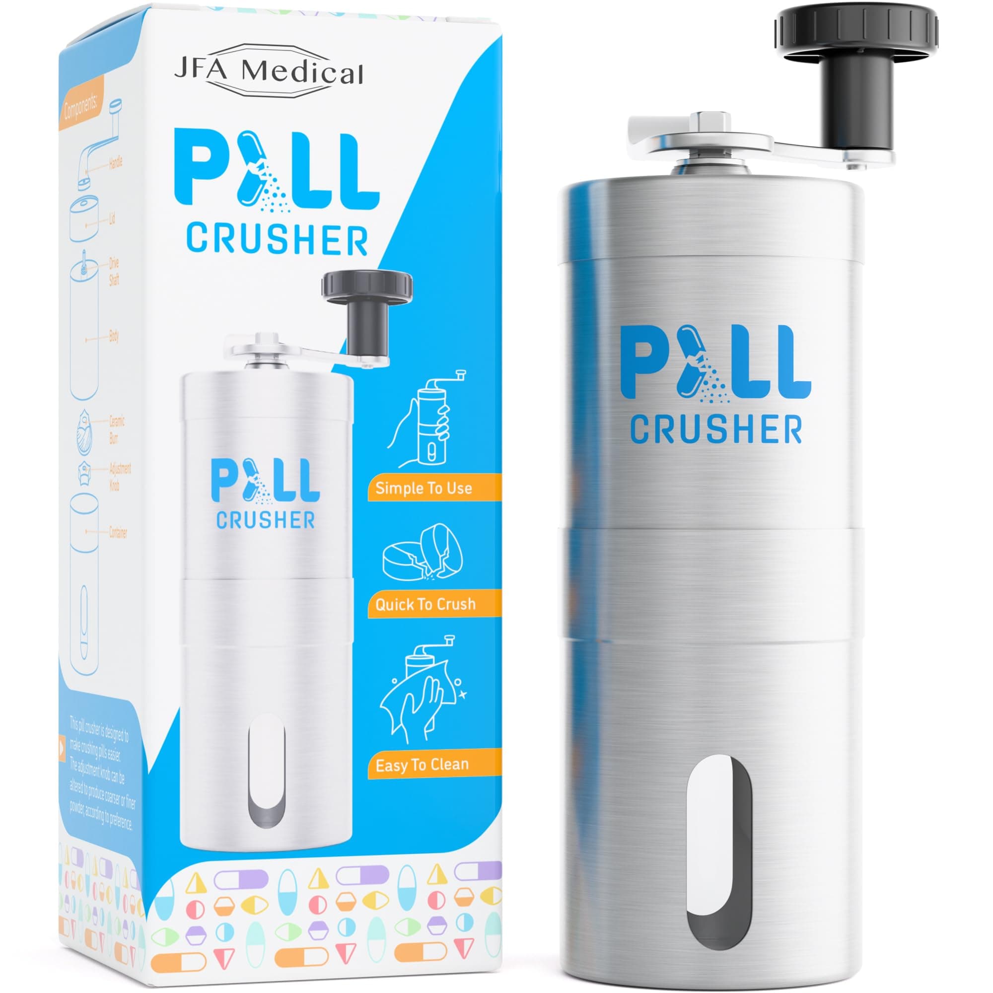 Pill Grinder/Crusher - Crushes Multiple Tablets/Pills into a fine Powder