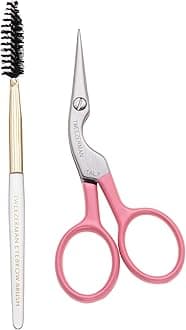 Exclusive Tea Rose Eyebrow Shaping Scissors & Brush - Eyebrow Trimming Set for Women and Men