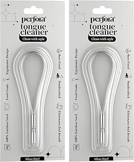 Perfora Silver Steel Tongue Cleaner For Men And Women | For Fresh Breath Improved Taste Sense & Bacteria Removal