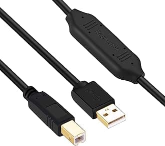 USB Printer Cable 60 Ft, NC XQIN USB Cable for Printer Active Repeater USB 2.0 A to B Male Printer Scanner Cable for PC, Mac, HP, Canon, Lexmark, Epson, Dell, Xerox, Samsung etc