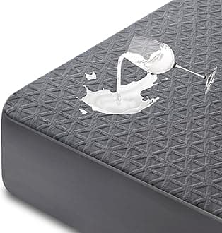 Premium Waterproof Mattress Protector Queen Size, Breathable Bed Cover 3D Air Fabric Cooling Mattress Pad Cover Smooth Soft Noiseless Washable, 8''-21'' Deep Pocket (Gray)