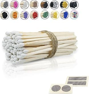 4" Inch Long Wooden Refill Matchsticks with Strike Stickers - Safety Matches Wholesale Bulk Loose by Chandler Studio (100 Pieces, White)