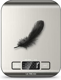 Food Scale, Digital Kitchen Scale with LCD Display, Weight Grams and Ounces for Baking Cooking and Meal Prep, 6 Units with Tare Function, 304 Stainless Steel, 11lb (Batteries Included)