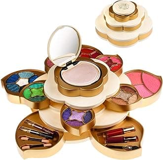 All In One Makeup Kit for Teens and Women - Flower Makeup Set for Girls 10-12 - Pigmented Eyeshadows, Lip Creams, Blushes, Concealer and Mirror - Full Starter Makeup Gift Set for Beginners